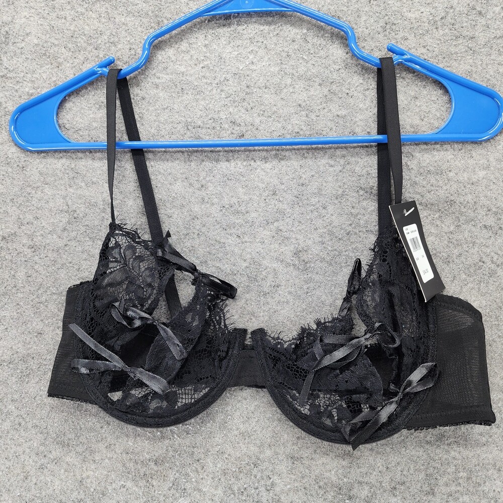 Fredericks of Hollywood Bra Womens 34C Jade Black Bows